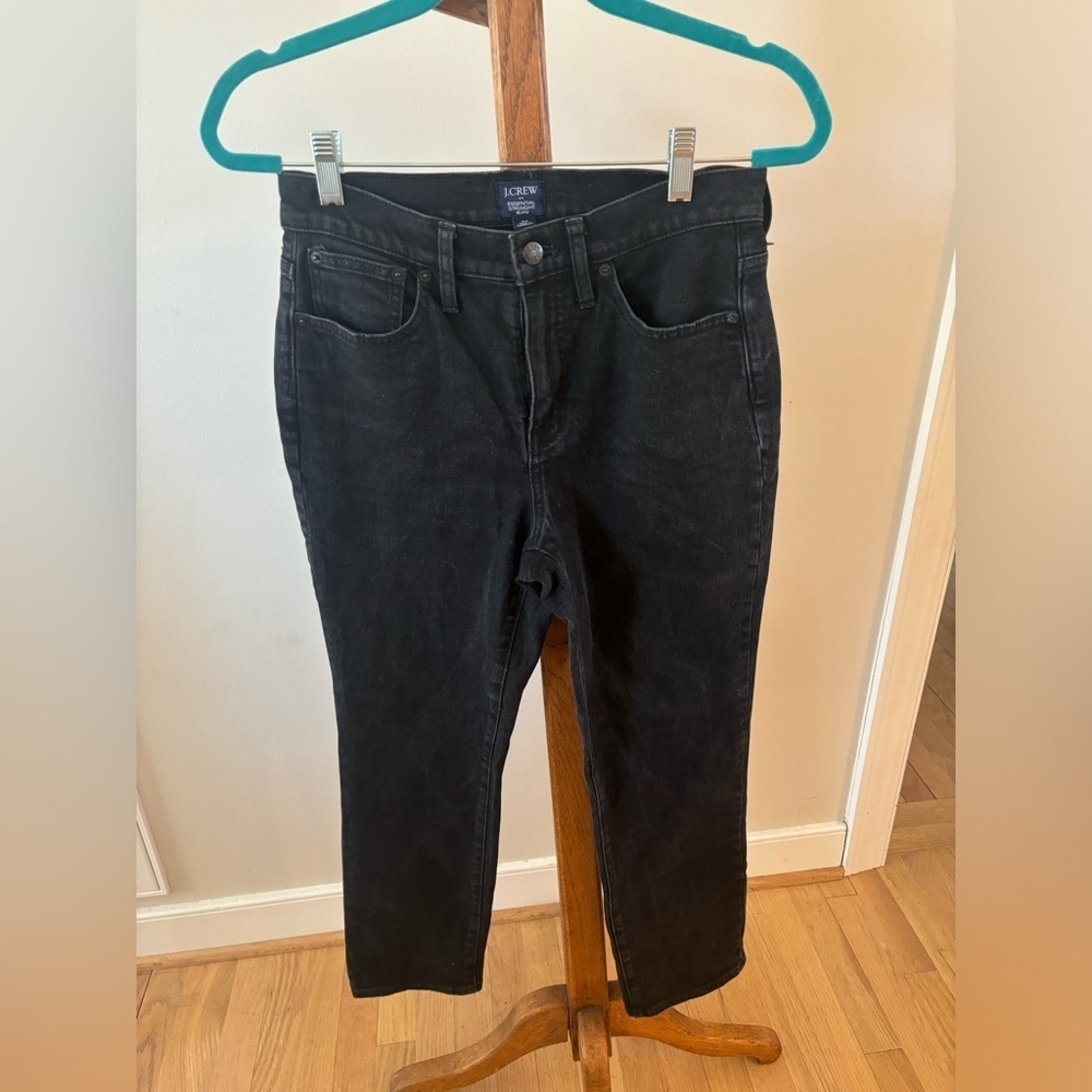 J Crew Size 26 Essential Straight Black Denim Jeans